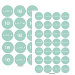 Stickers plancha aqua y blanco redondas (40u)